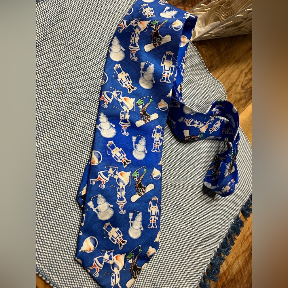 NEW Pepsi cola holiday neck tie circa 1990s elves snowman snowboard jester